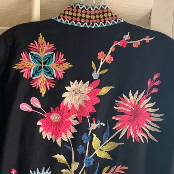 Johnny Was Black Coat with Multicolor Embroidery - Picture 8 of 12